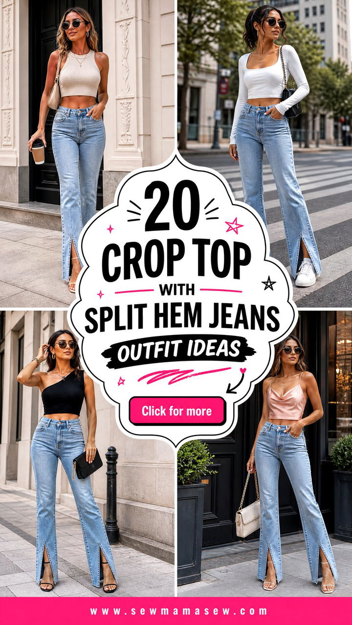 20 Crop Top With Split Hem Jeans Outfit Ideas for Trendy Days - 20 Crop Top With Split Hem Jeans Outfit Ideas for Trendy Days