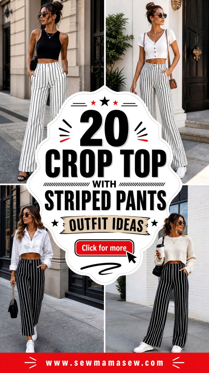 20 Crop Top With Striped Pants Outfit Ideas for Bold Daily Style - 20 Crop Top With Striped Pants Outfit Ideas for Bold Daily Style