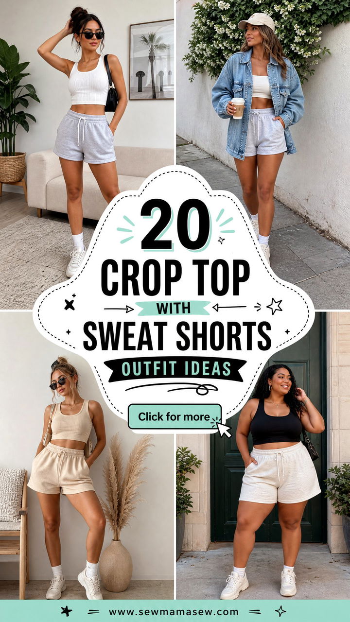 20 Crop Top With Sweat Shorts Outfit Ideas for Comfy Weekends - 20 Crop Top With Sweat Shorts Outfit Ideas for Comfy Weekends