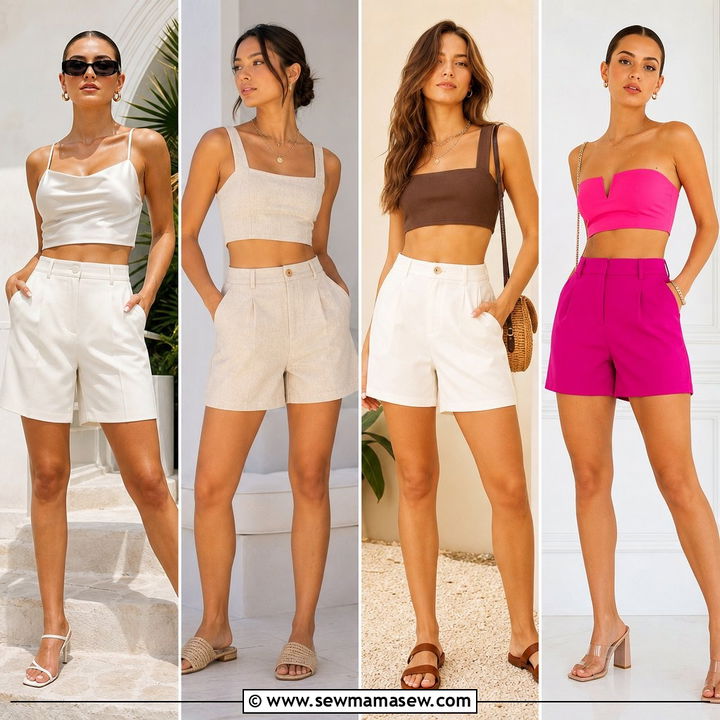 20 Crop Top With Tailored Shorts Outfit Ideas for Chic Summer