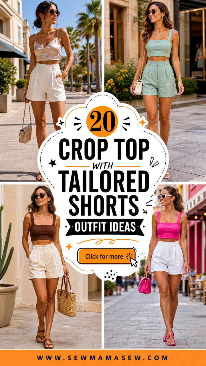 20 Crop Top With Tailored Shorts Outfit Ideas for Chic Summer - 20 Crop Top With Tailored Shorts Outfit Ideas for Chic Summer