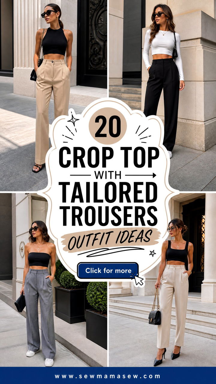 20 Crop Top With Tailored Trousers Outfit Ideas for Workdays - 20 Crop Top With Tailored Trousers Outfit Ideas for Workdays