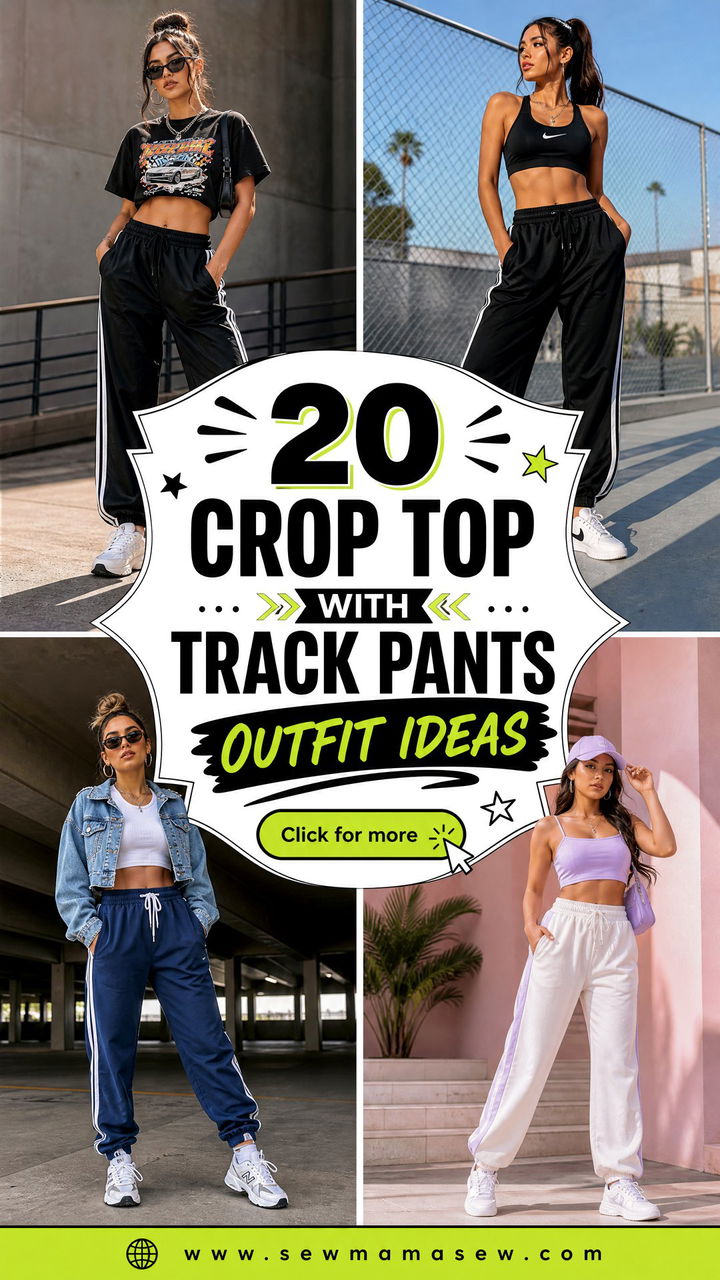 20 Crop Top With Track Pants Outfit Ideas for Sporty Street Style - 20 Crop Top With Track Pants Outfit Ideas for Sporty Street Style