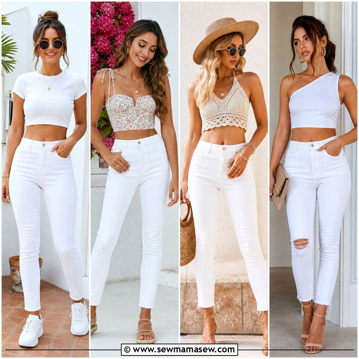 20 Crop Top With White Jeans Outfit Ideas for Crisp Summer Style