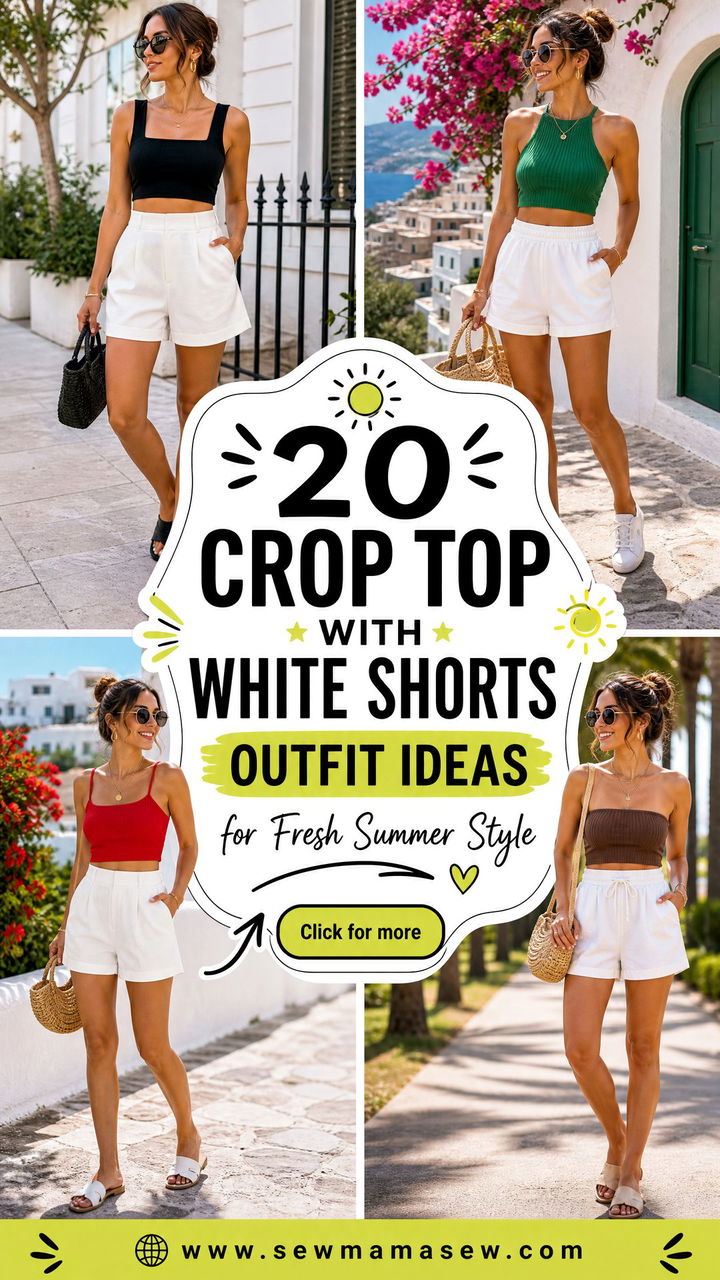 20 Crop Top With White Shorts Outfit Ideas for Fresh Summer Style - 20 Crop Top With White Shorts Outfit Ideas for Fresh Summer Style