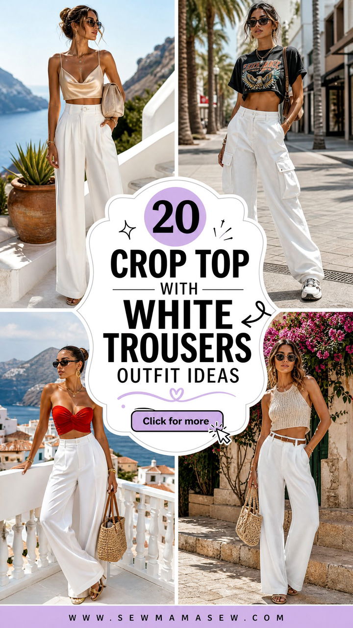 20 Crop Top With White Trousers Outfit Ideas for Chic Summer Style - 20 Crop Top With White Trousers Outfit Ideas for Chic Summer Style