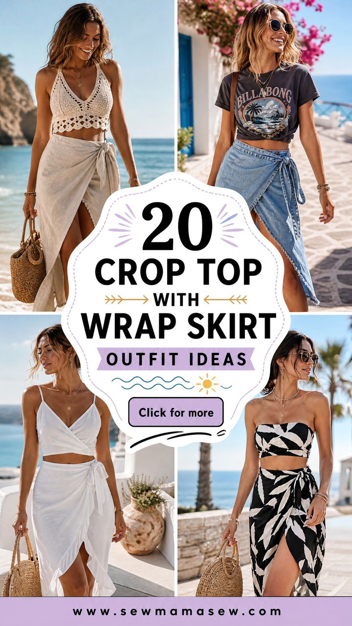 20 Crop Top With Wrap Skirt Outfit Ideas for Breezy Summer Style - 20 Crop Top With Wrap Skirt Outfit Ideas for Breezy Summer Style