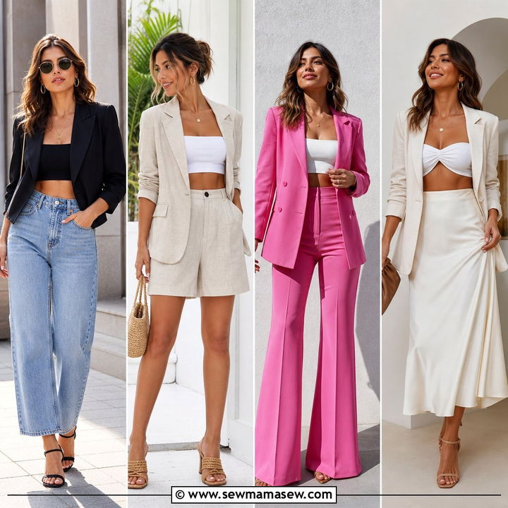 20 Crop Top and Blazer Outfit Ideas for Polished Nights