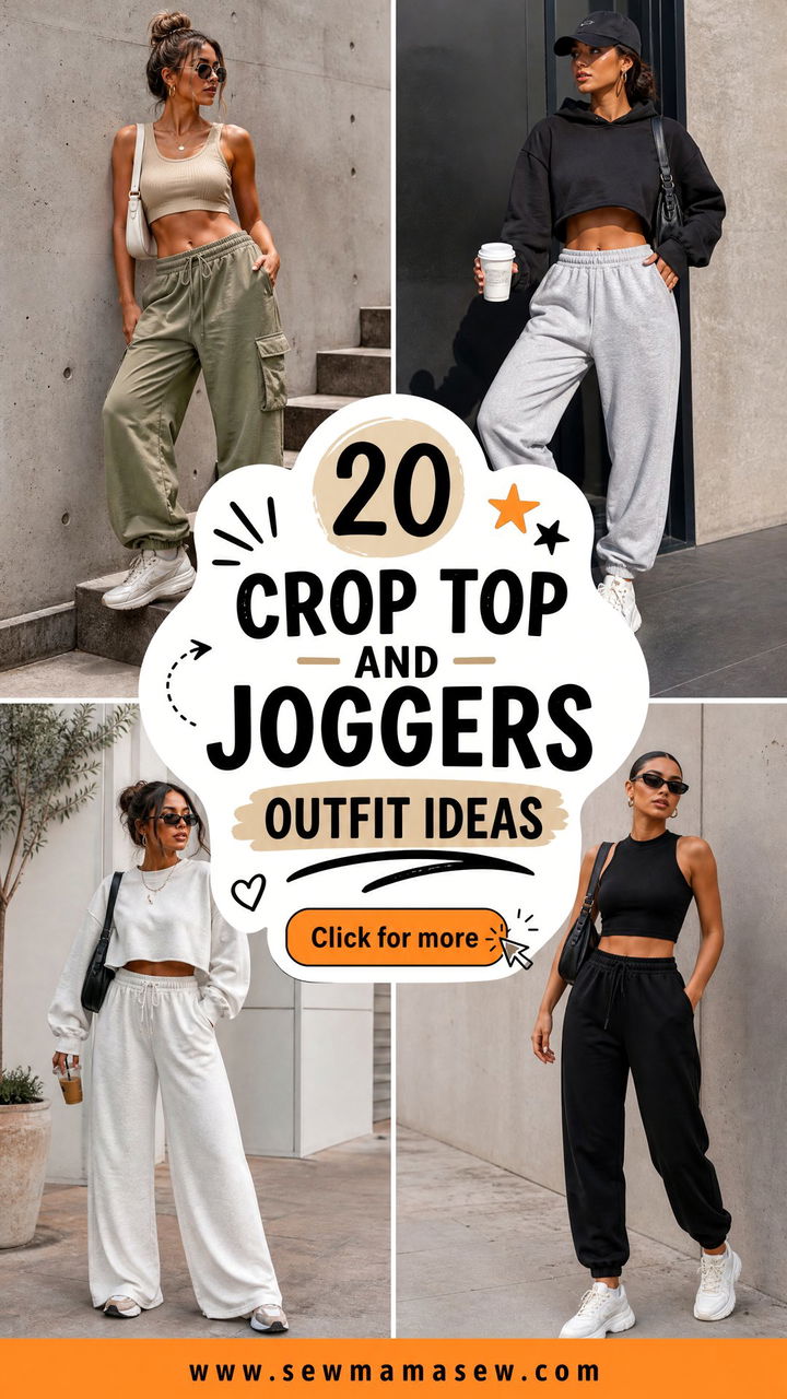 20 Crop Top and Joggers Outfit Ideas for Cozy Off-Duty Days - 20 Crop Top and Joggers Outfit Ideas for Cozy Off-Duty Days