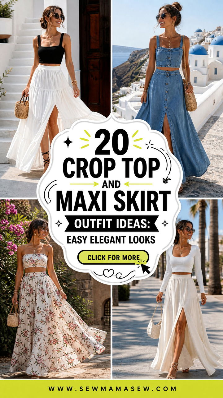 20 Crop Top and Maxi Skirt Outfit Ideas Easy Elegant Looks - 20 Crop Top and Maxi Skirt Outfit Ideas: Easy Elegant Looks