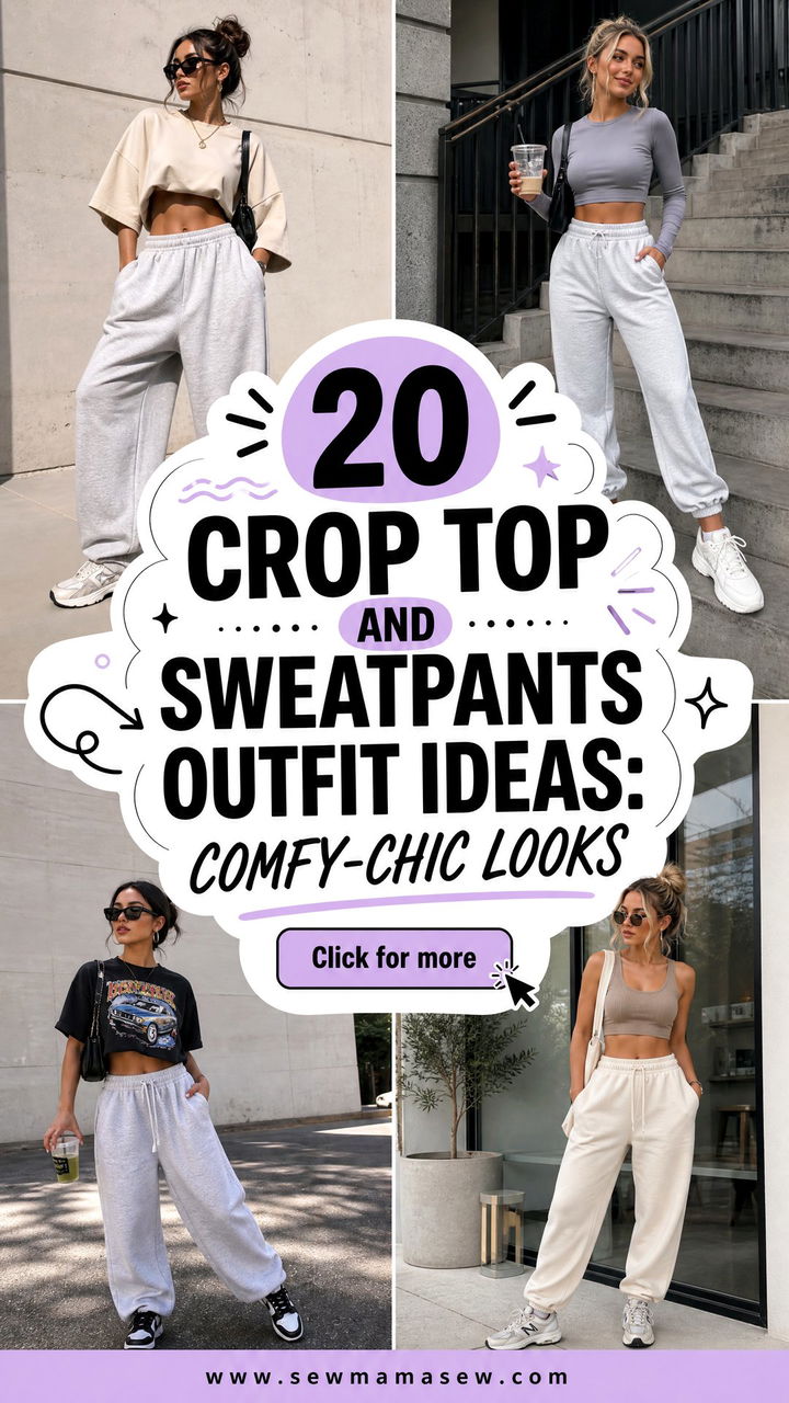 20 Crop Top and Sweatpants Outfit Ideas Comfy-Chic Looks - 20 Crop Top and Sweatpants Outfit Ideas: Comfy-Chic Looks