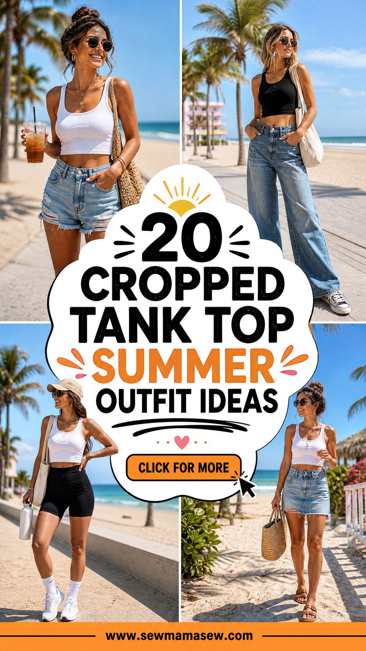 20 Cropped Tank Top Summer Outfit Ideas for Hot Beach Days - 20 Cropped Tank Top Summer Outfit Ideas for Hot Beach Days