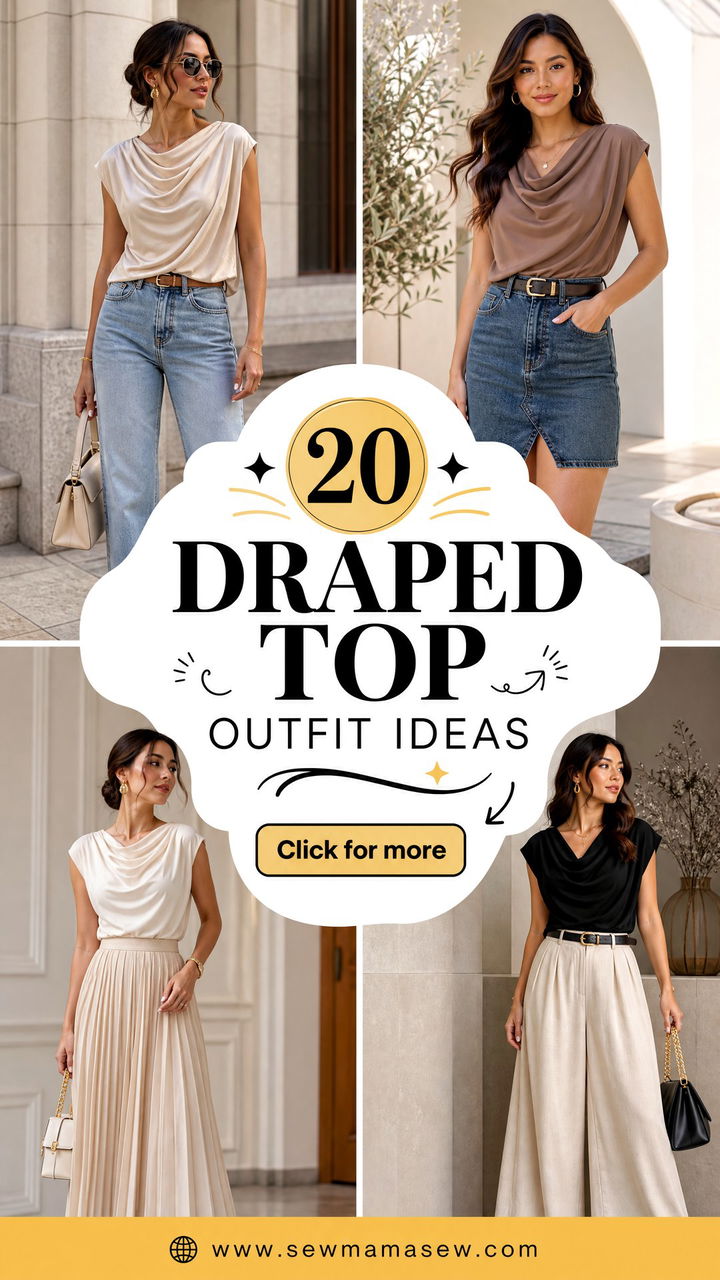 20 Draped Top Outfit Ideas for Flattering Elegant Style - 20 Draped Top Outfit Ideas for Flattering, Elegant Style