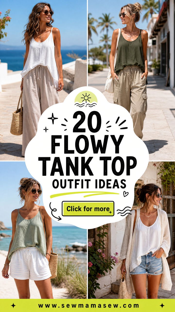 20 Flowy Tank Top Outfit Ideas for Easy Breezy Summer Style - 20 Flowy Tank Top Outfit Ideas for Easy Breezy Summer Style