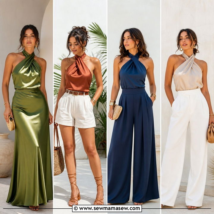 20 Halter Neckline Top Outfit Ideas for Polished Summer Style