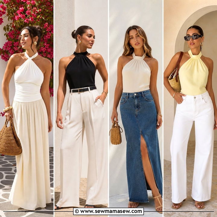 20 Halter Top Outfit Ideas for Summer Events and Vacations