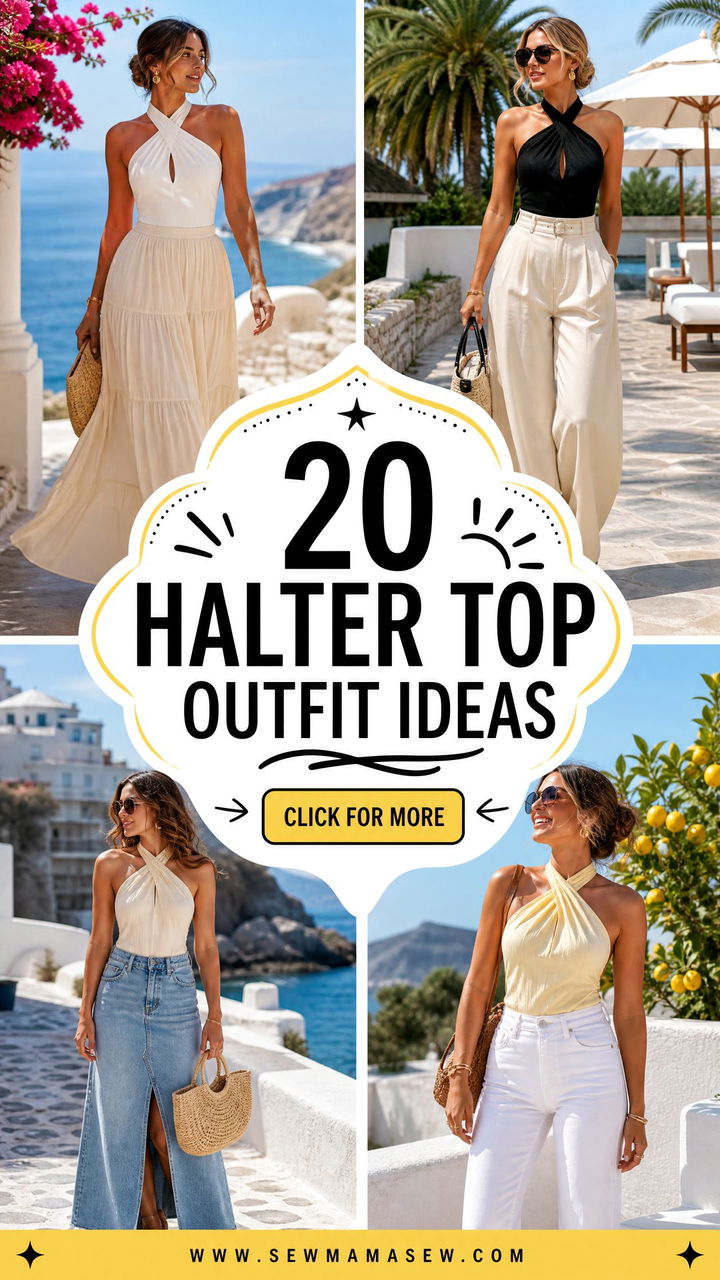 20 Halter Top Outfit Ideas for Summer Events and Vacations - 20 Halter Top Outfit Ideas for Summer Events and Vacations