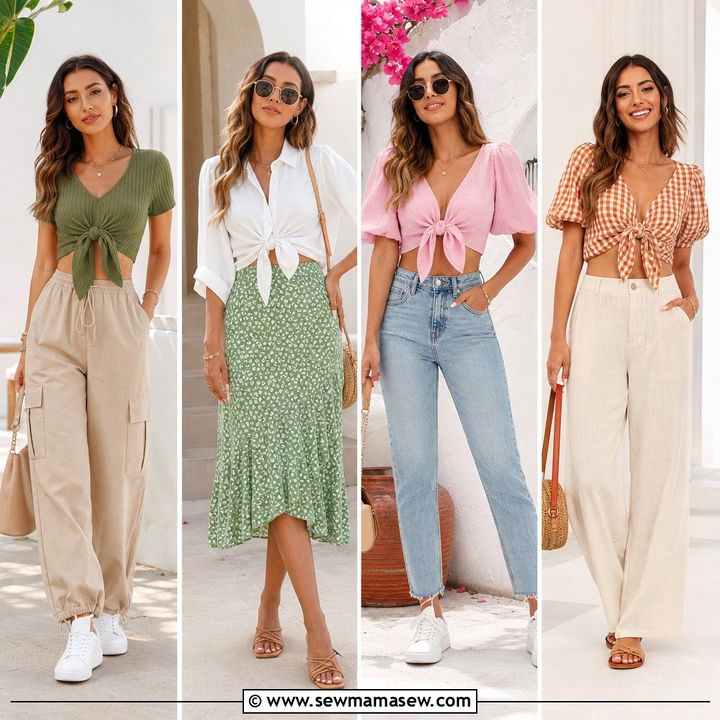 20 Knot Front Top Outfit Ideas for Flattering Casual Style