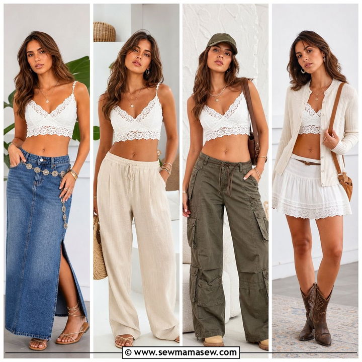 20 Lace Crop Top Outfit Ideas for Romantic Summer Evenings