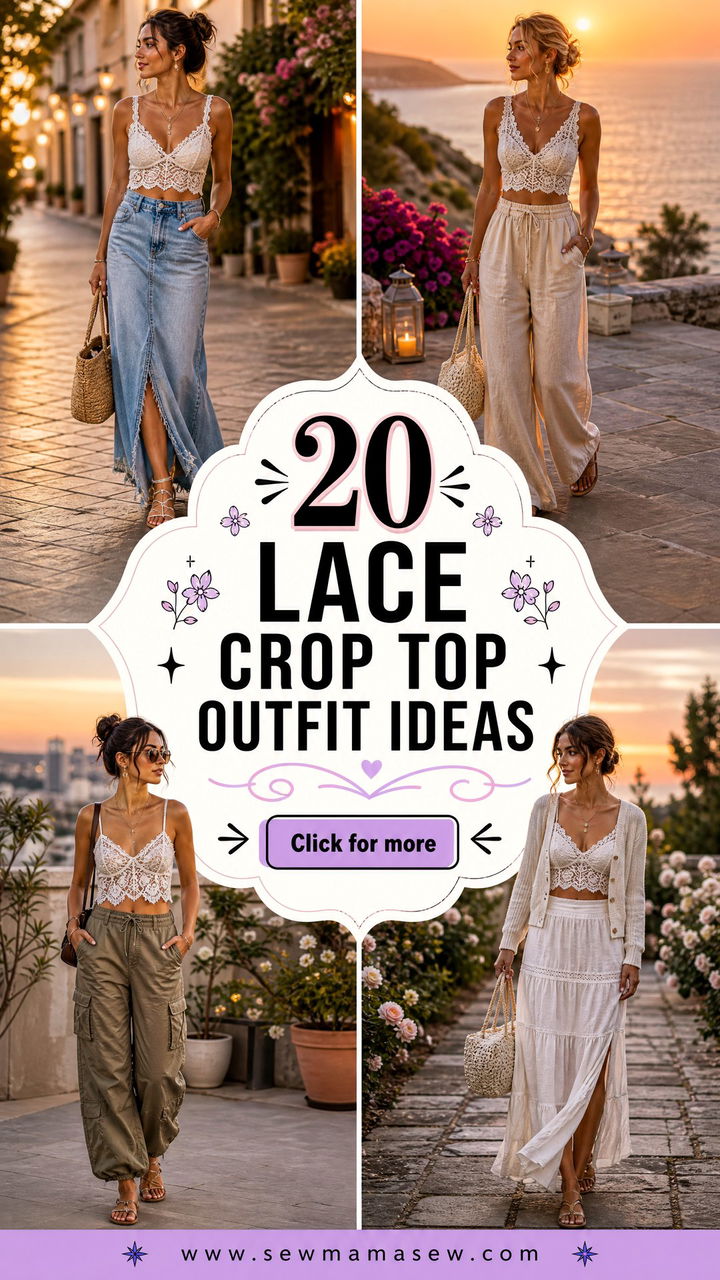 20 Lace Crop Top Outfit Ideas for Romantic Summer Evenings - 20 Lace Crop Top Outfit Ideas for Romantic Summer Evenings