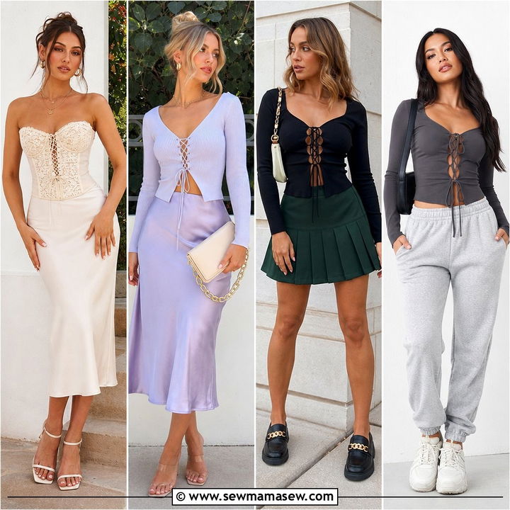 20 Lace Up Top Outfit Ideas for Flirty Day-to-Night Style