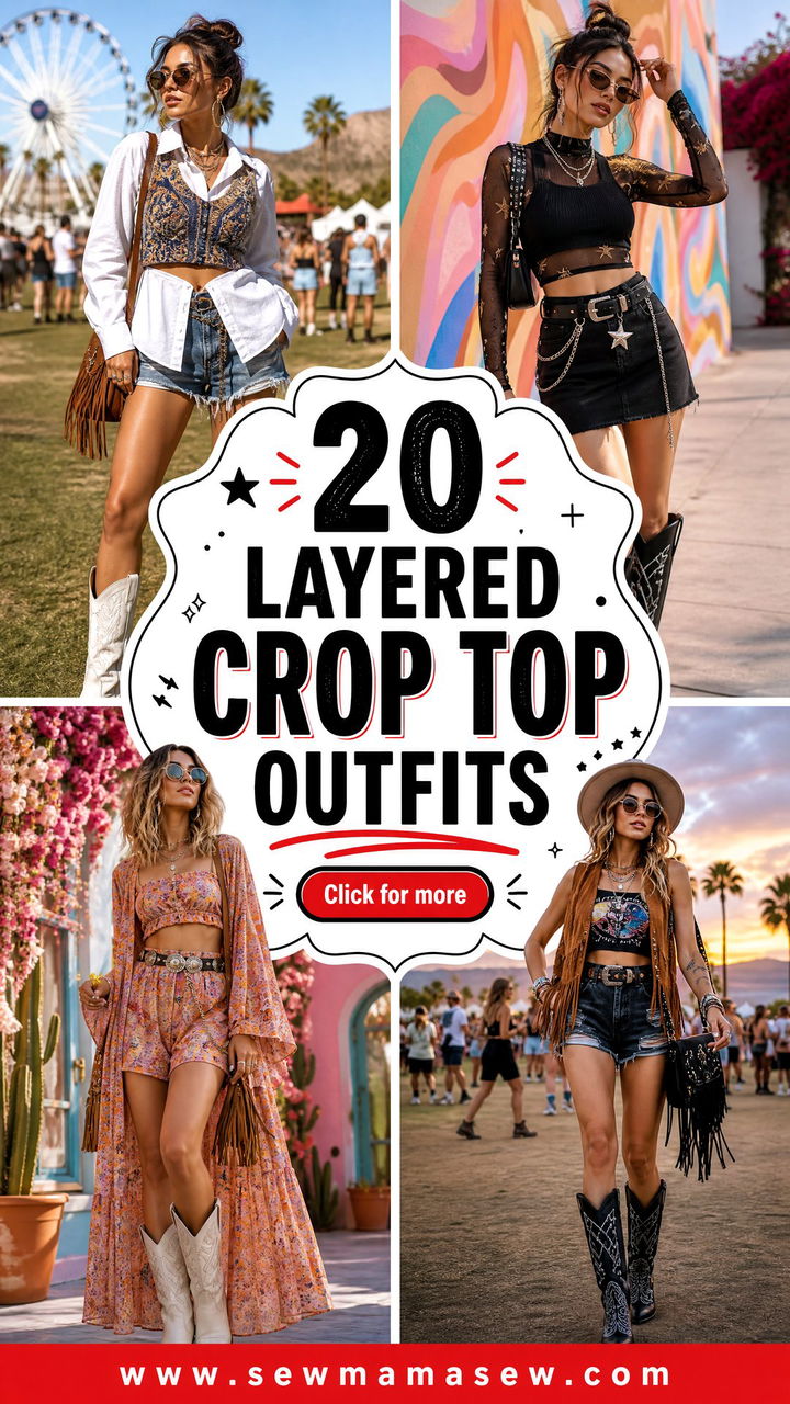 20 Layered Crop Top Outfits for Trend-Forward Festival Style - 20 Layered Crop Top Outfits for Trend-Forward Festival Style