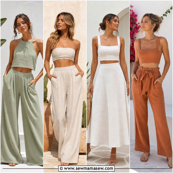 20 Linen Crop Top Summer Outfit Ideas for Breezy Vacation Style