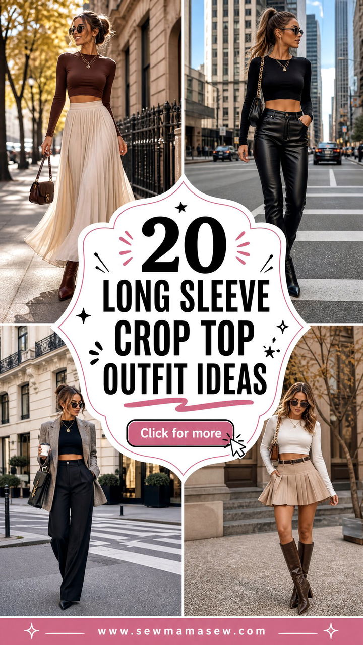 20 Long Sleeve Crop Top Outfit Ideas for Cool-Weather Chic - 20 Long Sleeve Crop Top Outfit Ideas for Cool-Weather Chic
