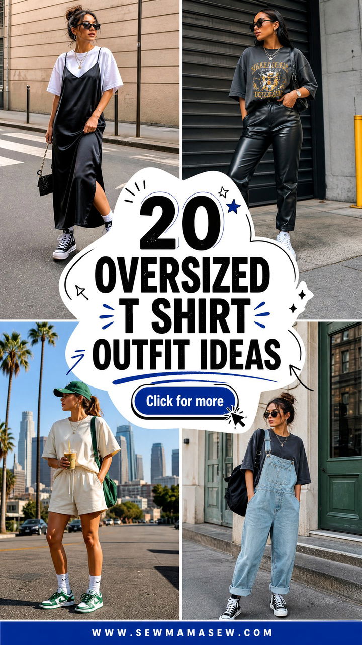 20 Oversized T Shirt Outfit Ideas for Cool Casual Street Style - 20 Oversized T Shirt Outfit Ideas for Cool, Casual Street Style