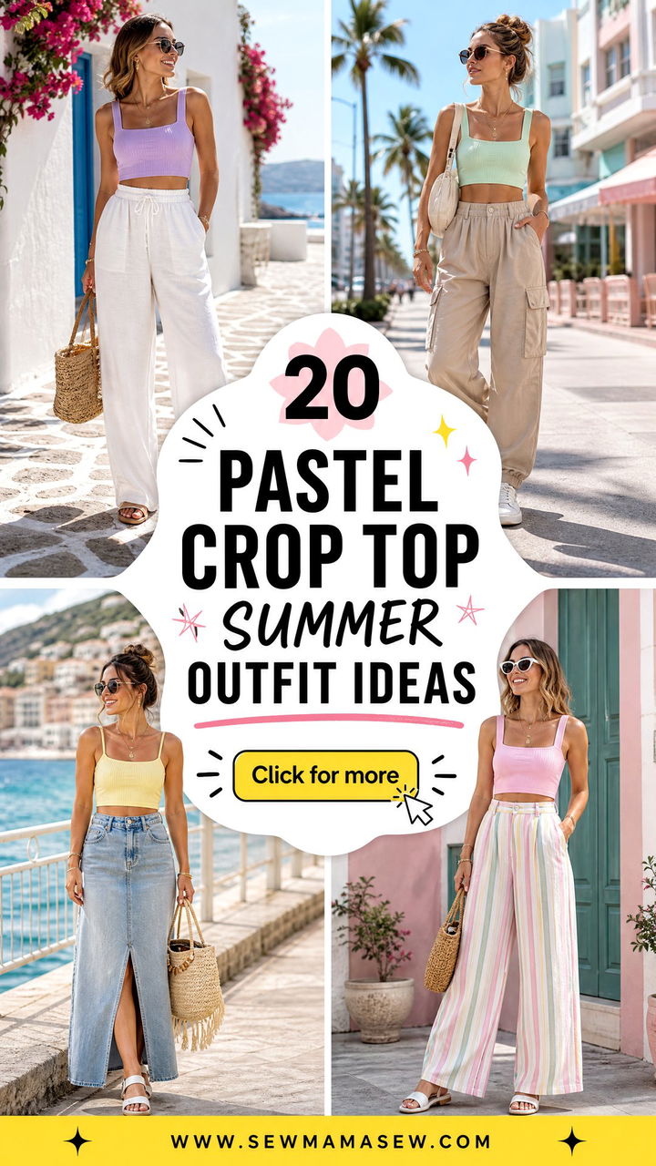 20 Pastel Crop Top Summer Outfit Ideas for Fresh Seasonal Style - 20 Pastel Crop Top Summer Outfit Ideas for Fresh Seasonal Style