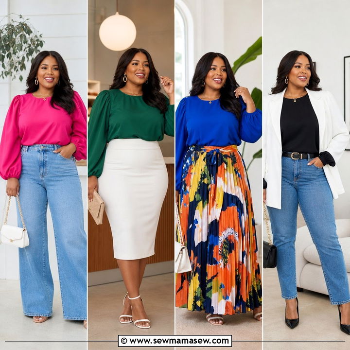 20 Plus Size Balloon Sleeve Top Outfit Ideas for Statement Style