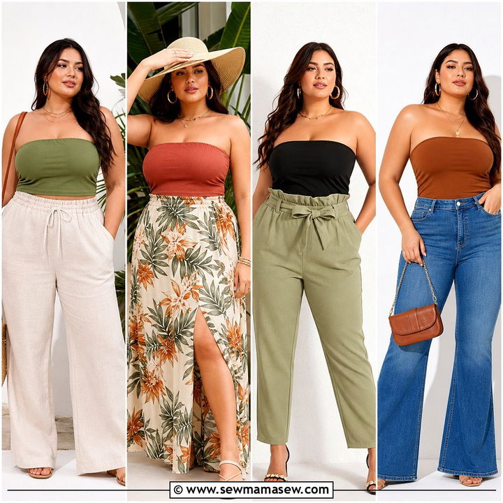 20 Plus Size Bandeau Top Outfit Ideas for Confident Summer Style