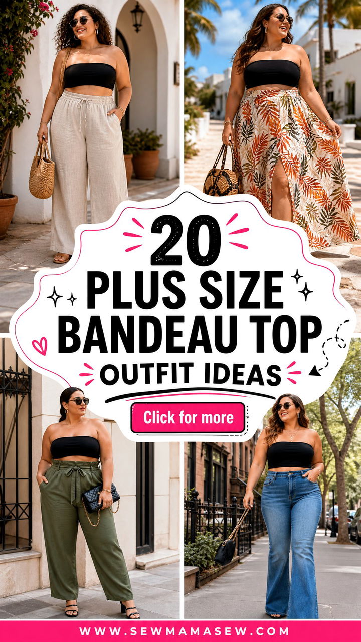 20 Plus Size Bandeau Top Outfit Ideas for Confident Summer Style - 20 Plus Size Bandeau Top Outfit Ideas for Confident Summer Style
