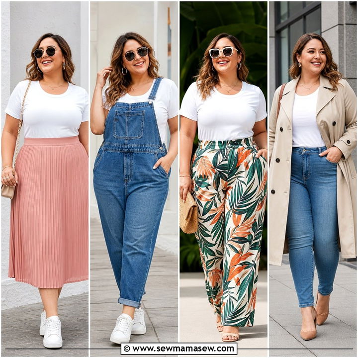20 Plus Size Basic Tee Outfit Ideas for Easy Everyday Style