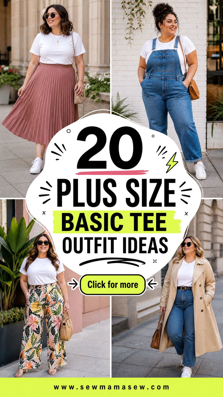 20 Plus Size Basic Tee Outfit Ideas for Easy Everyday Style - 20 Plus Size Basic Tee Outfit Ideas for Easy Everyday Style