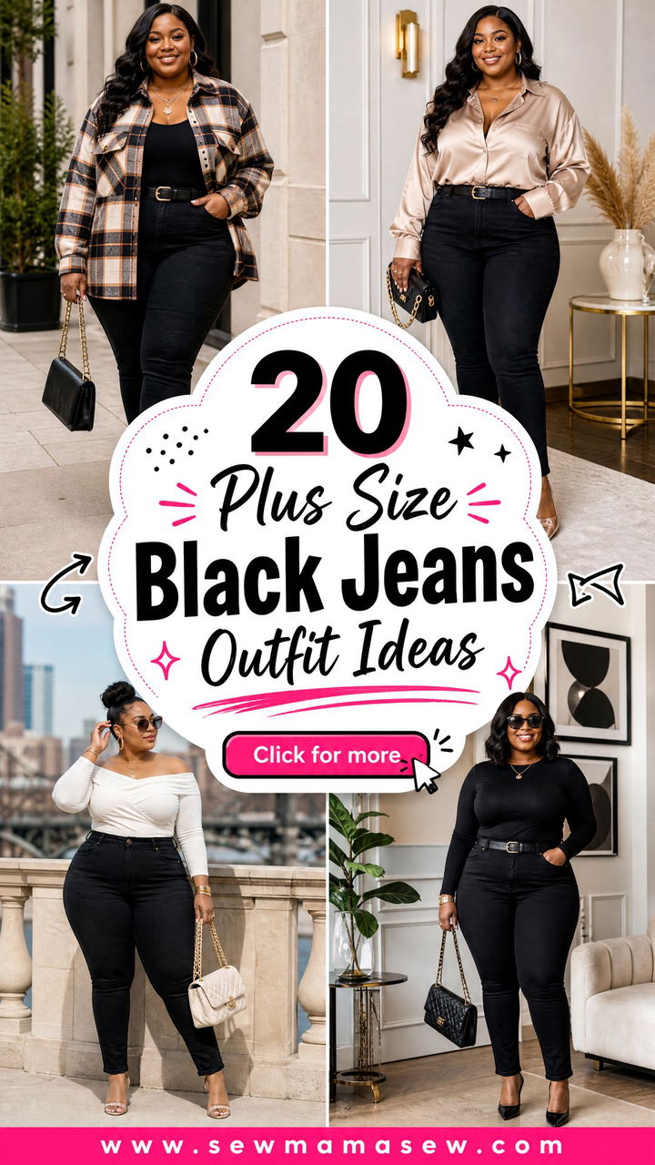 20 Plus Size Black Jeans Outfit Ideas for Sleek Everyday Style - 20 Plus Size Black Jeans Outfit Ideas for Sleek Everyday Style