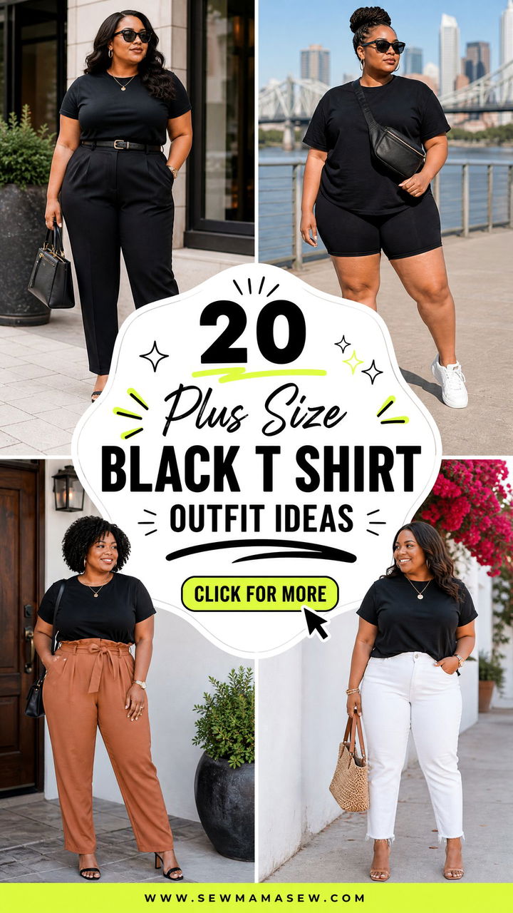 20 Plus Size Black T Shirt Outfit Ideas for Easy Everyday Style - 20 Plus Size Black T Shirt Outfit Ideas for Easy Everyday Style