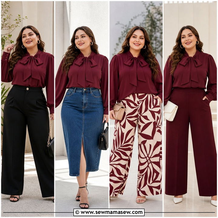 20 Plus Size Bow Blouse Outfit Ideas for Polished Style