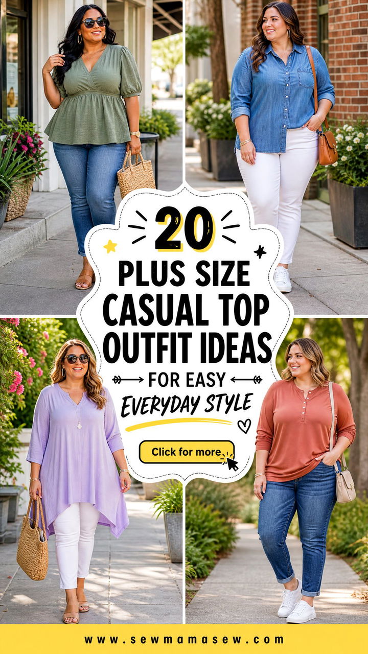 20 Plus Size Casual Top Outfit Ideas for Easy Everyday Style - 20 Plus Size Casual Top Outfit Ideas for Easy Everyday Style