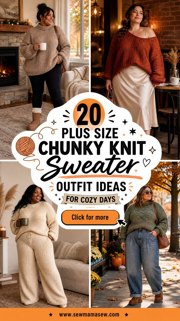 20 Plus Size Chunky Knit Sweater Outfit Ideas for Cozy Days - 20 Plus Size Chunky Knit Sweater Outfit Ideas for Cozy Days