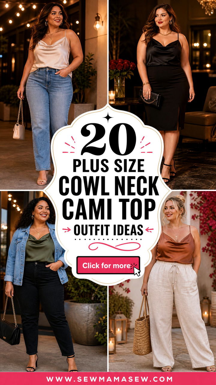 20 Plus Size Cowl Neck Cami Top Outfit Ideas for Date Night - 20 Plus Size Cowl Neck Cami Top Outfit Ideas for Date Night