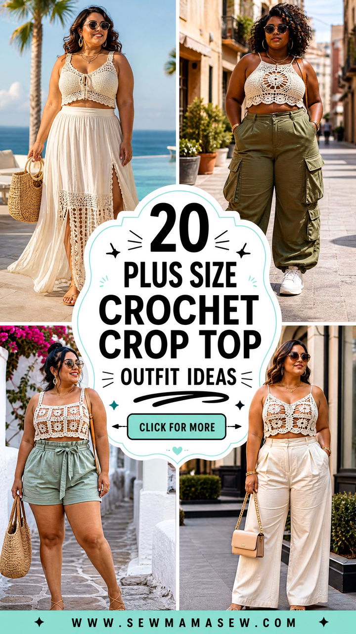 20 Plus Size Crochet Crop Top Outfit Ideas for Sunny Days - 20 Plus Size Crochet Crop Top Outfit Ideas for Sunny Days