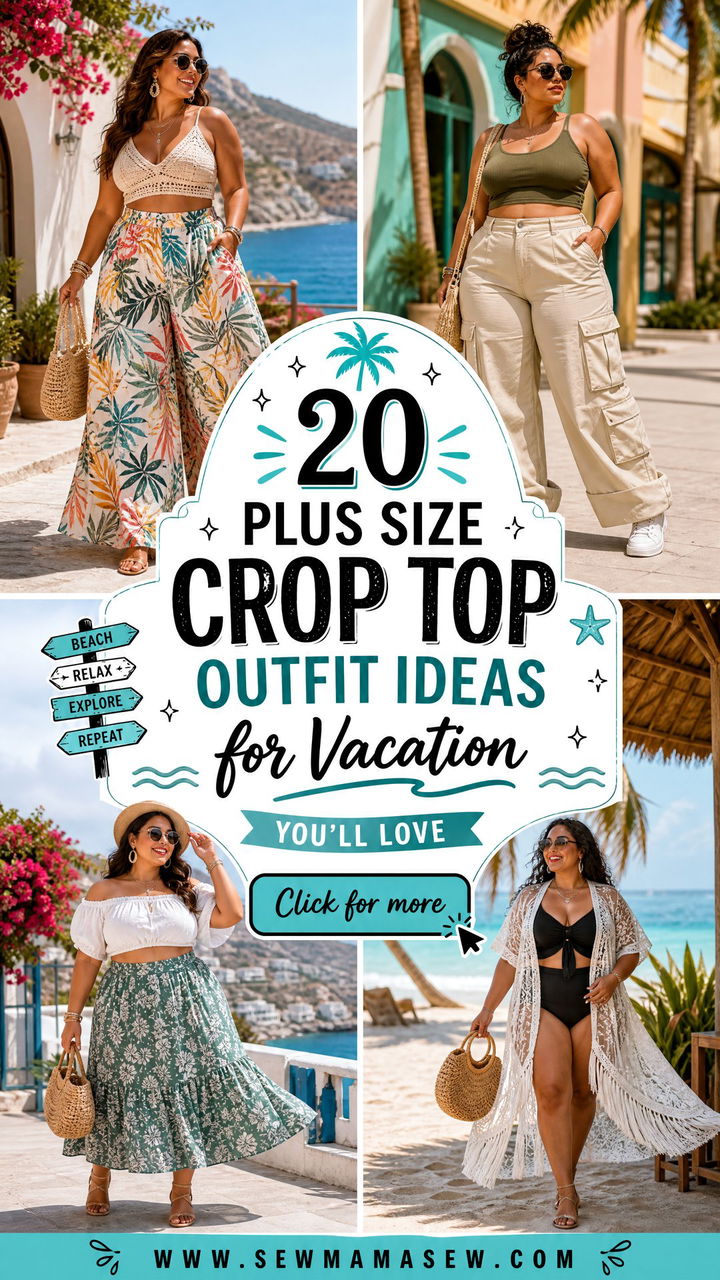 20 Plus Size Crop Top Outfit Ideas for Vacation Youll Love - 20 Plus Size Crop Top Outfit Ideas for Vacation You'll Love