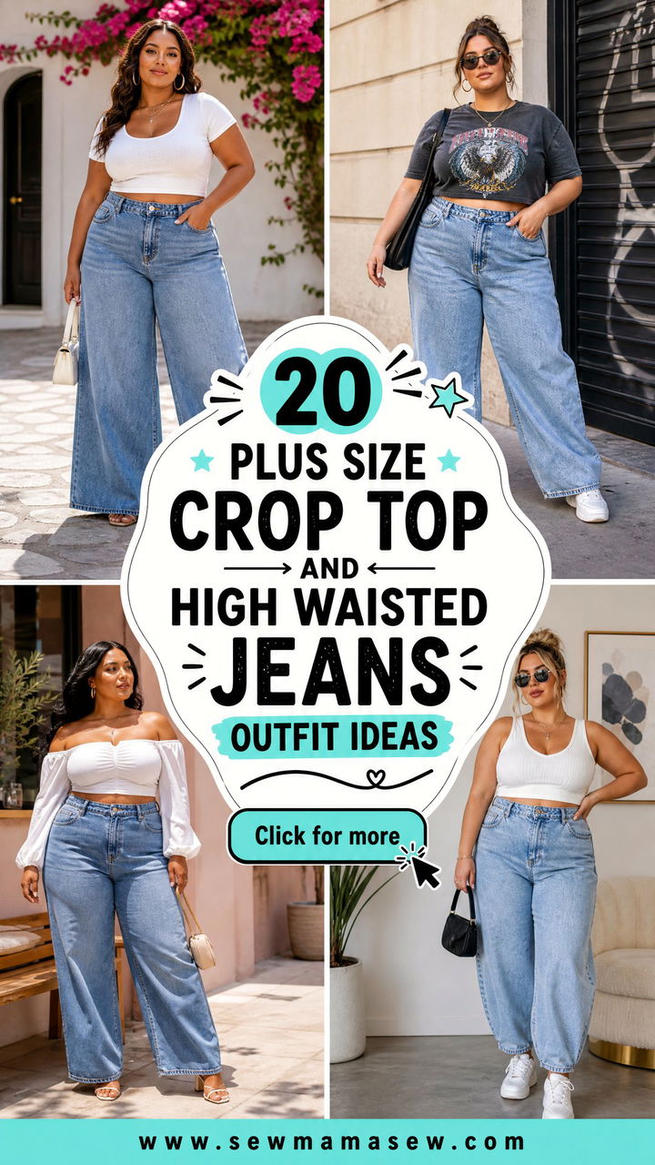 20 Plus Size Crop Top and High Waisted Jeans Outfit Ideas to Try - 20 Plus Size Crop Top and High Waisted Jeans Outfit Ideas to Try
