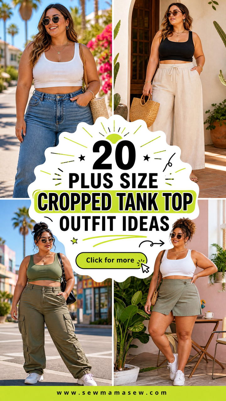 20 Plus Size Cropped Tank Top Outfit Ideas for Hot Summer Days - 20 Plus Size Cropped Tank Top Outfit Ideas for Hot Summer Days