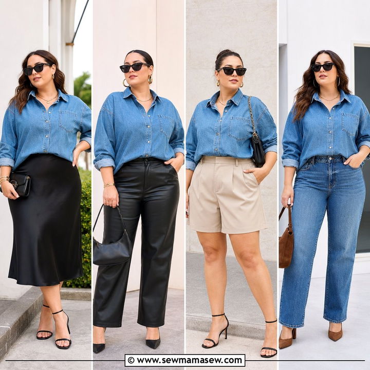 20 Plus Size Denim Shirt Outfit Ideas for Casual-Chic Days