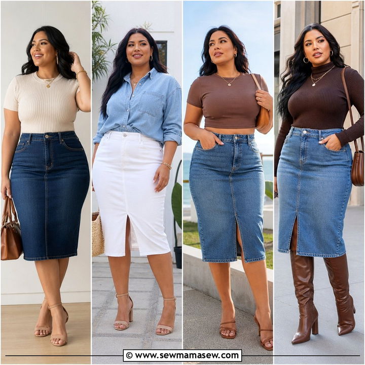 20 Plus Size Denim Skirt Outfit Ideas to Wear Every Season