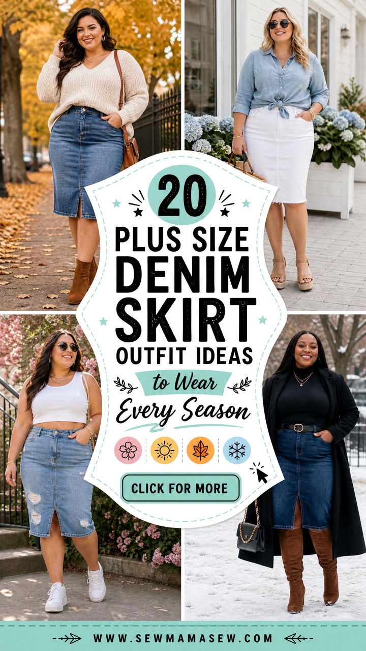 20 Plus Size Denim Skirt Outfit Ideas to Wear Every Season - 20 Plus Size Denim Skirt Outfit Ideas to Wear Every Season