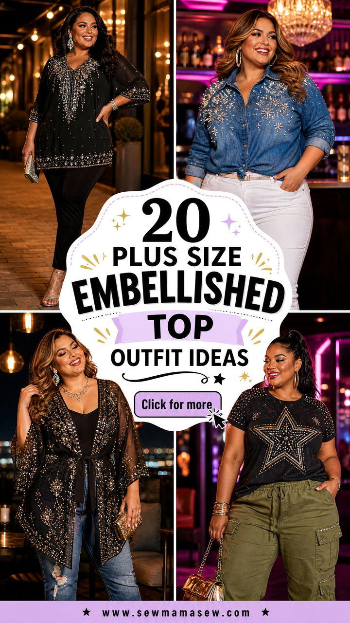 20 Plus Size Embellished Top Outfit Ideas for Party Glam - 20 Plus Size Embellished Top Outfit Ideas for Party Glam