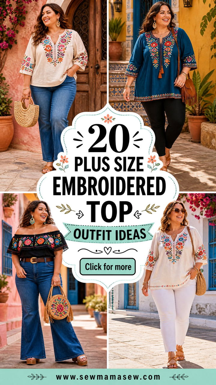 20 Plus Size Embroidered Top Outfit Ideas for Artisan Chic - 20 Plus Size Embroidered Top Outfit Ideas for Artisan Chic